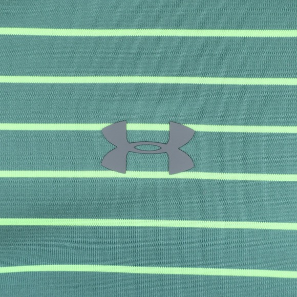 Under Armour Golf The Playoff Polo Shirt Mens Large Green Striped‎ - Picture 5 of 10
